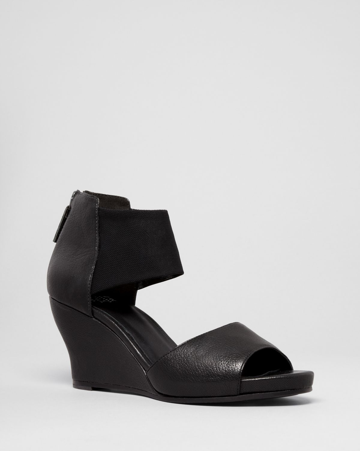 Eileen fisher Open Toe Platform Wedge Sandals - Corona Stretch in Black ...