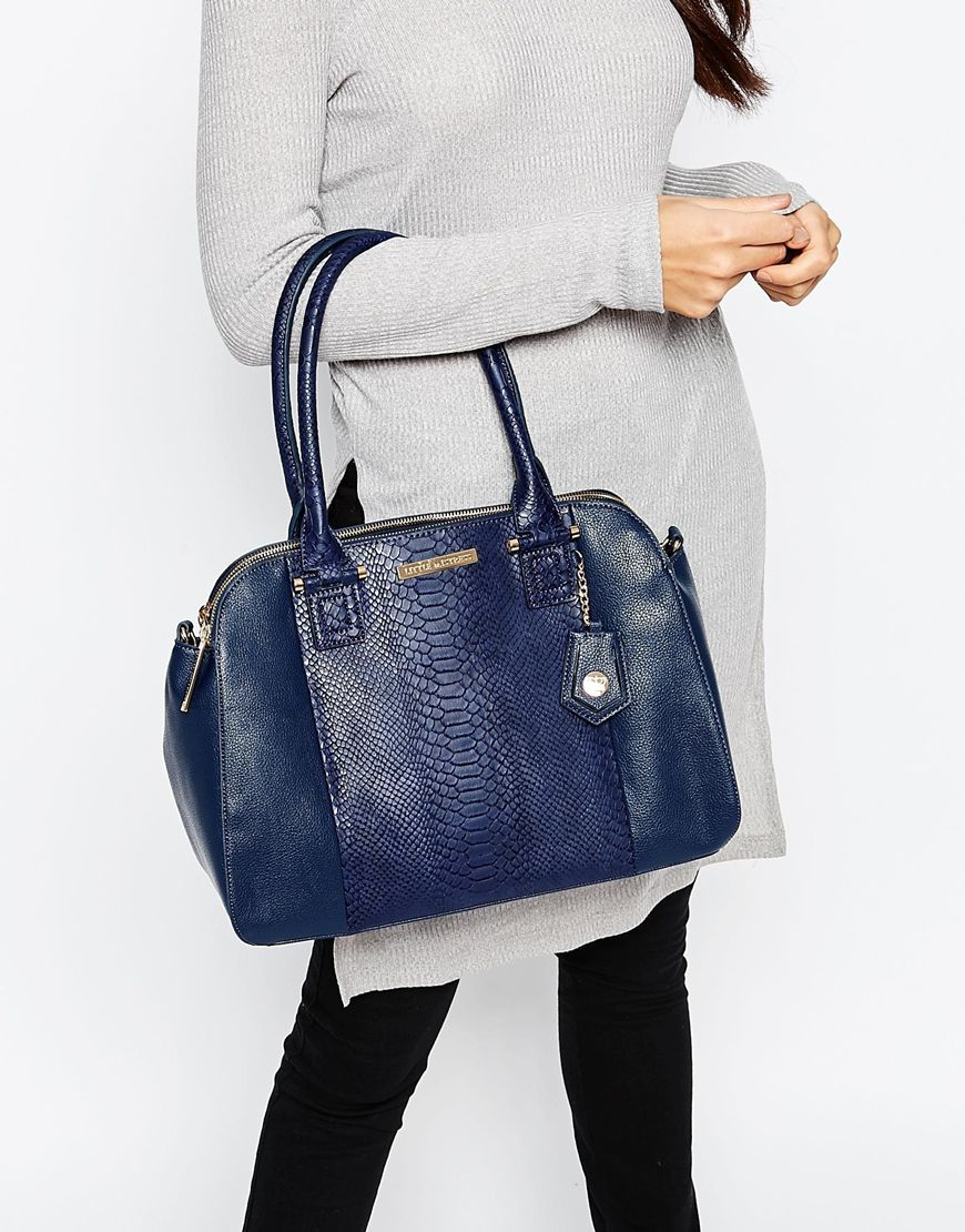 Lyst Little Mistress Faux Snakeskin Twin Zip Bag In Blue