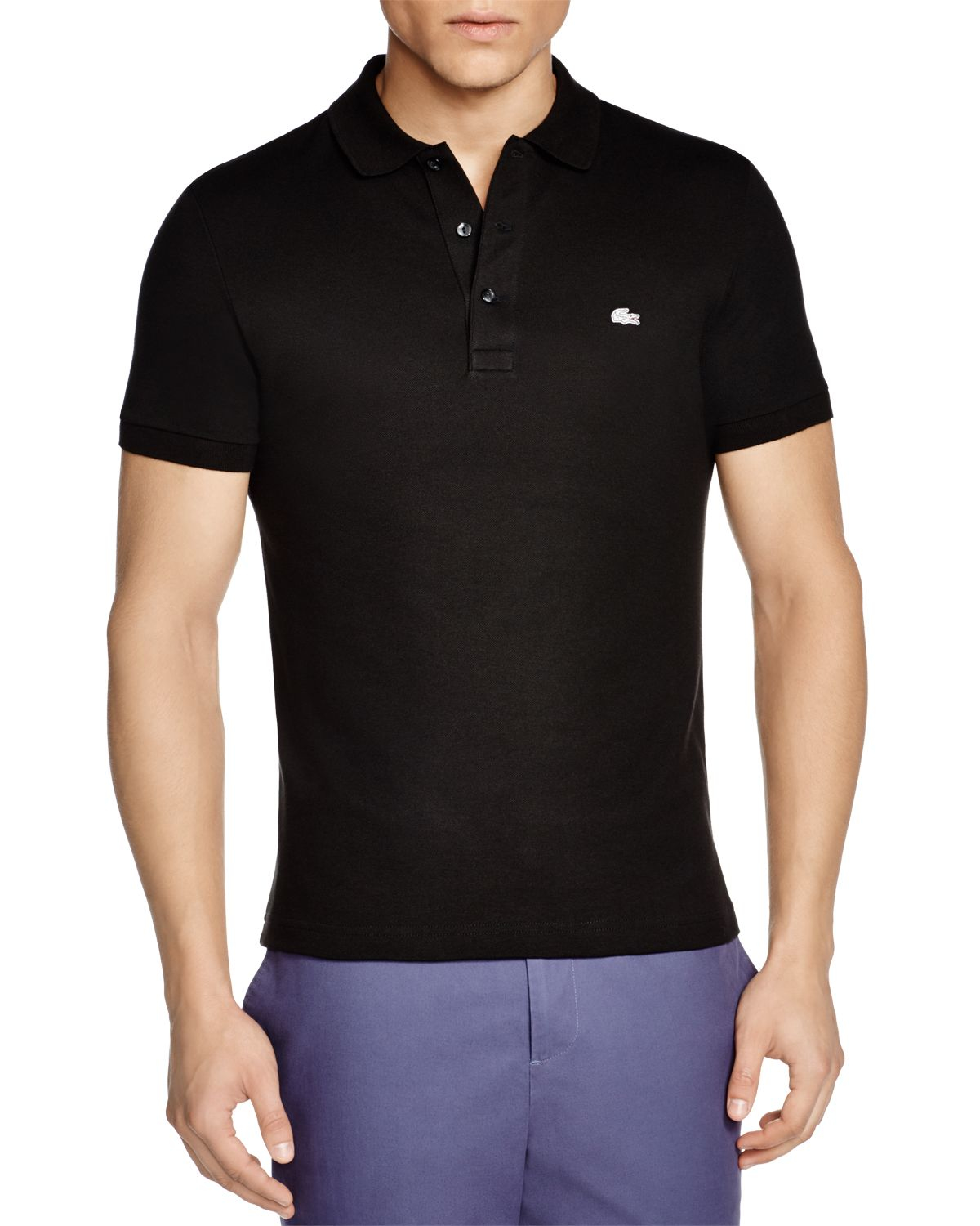 Lacoste Stretch Slim Fit Polo in Black for Men | Lyst