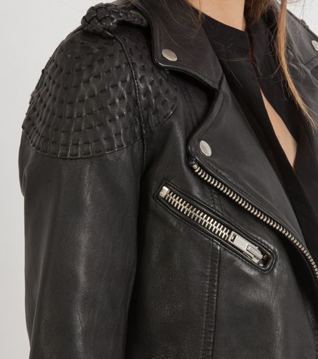 Maje Madone Leather Moto Jacket in Black | Lyst
