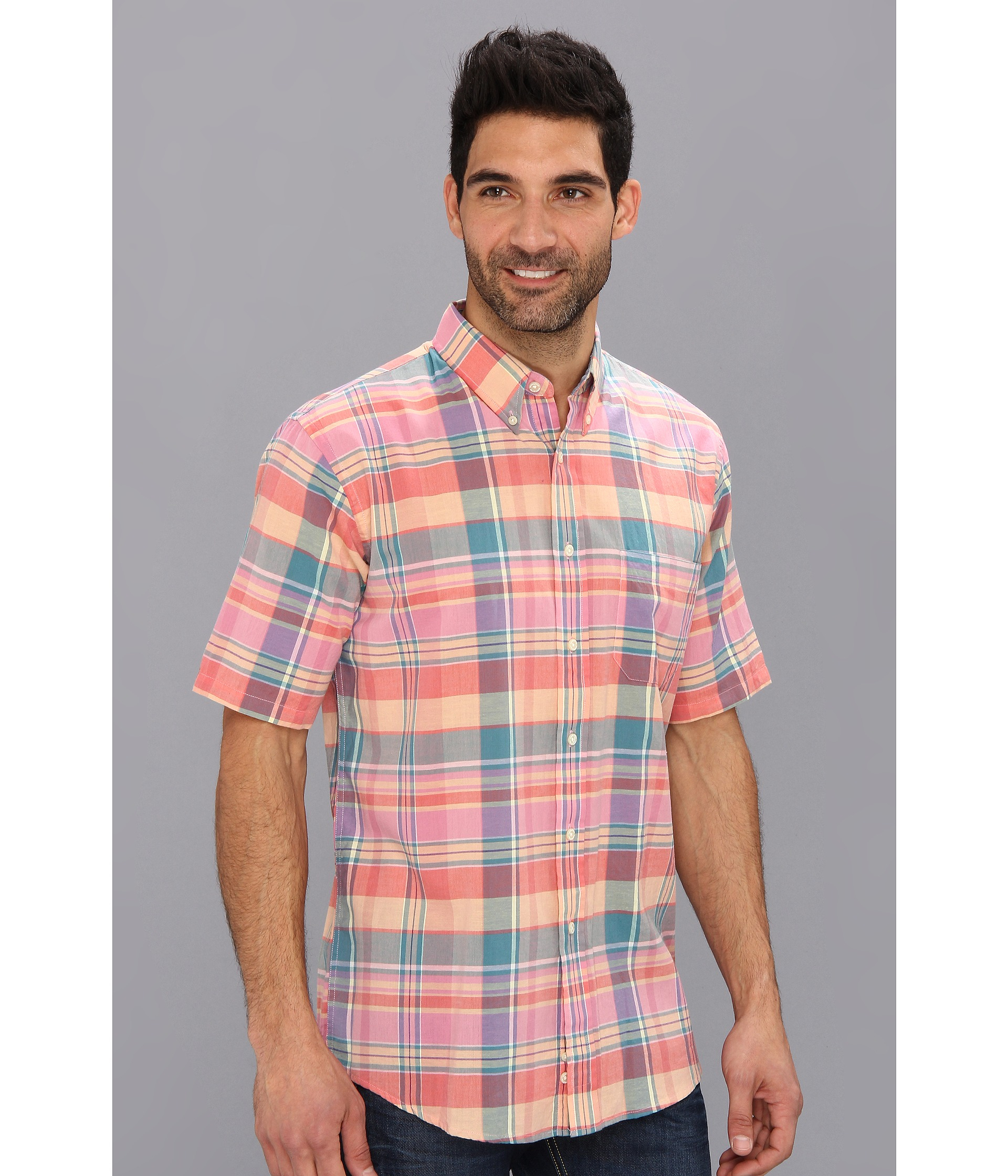 Pendleton Ss Fitted Seaside Button Down Shirt in Pink for Men (Orange ...
