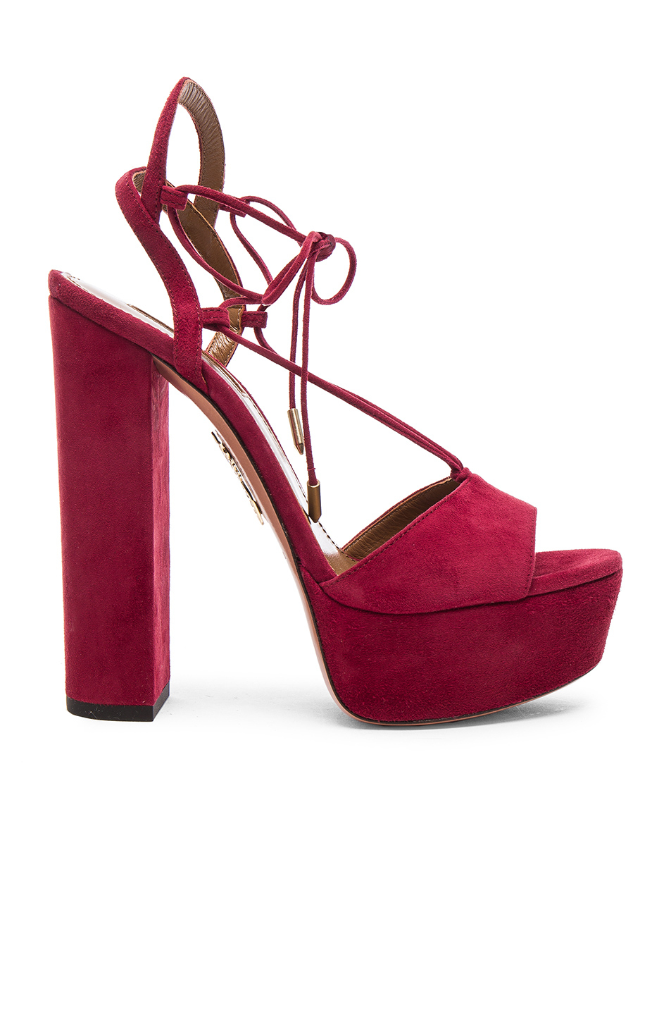 Aquazzura Suede Austin Plateau Heels in Red | Lyst