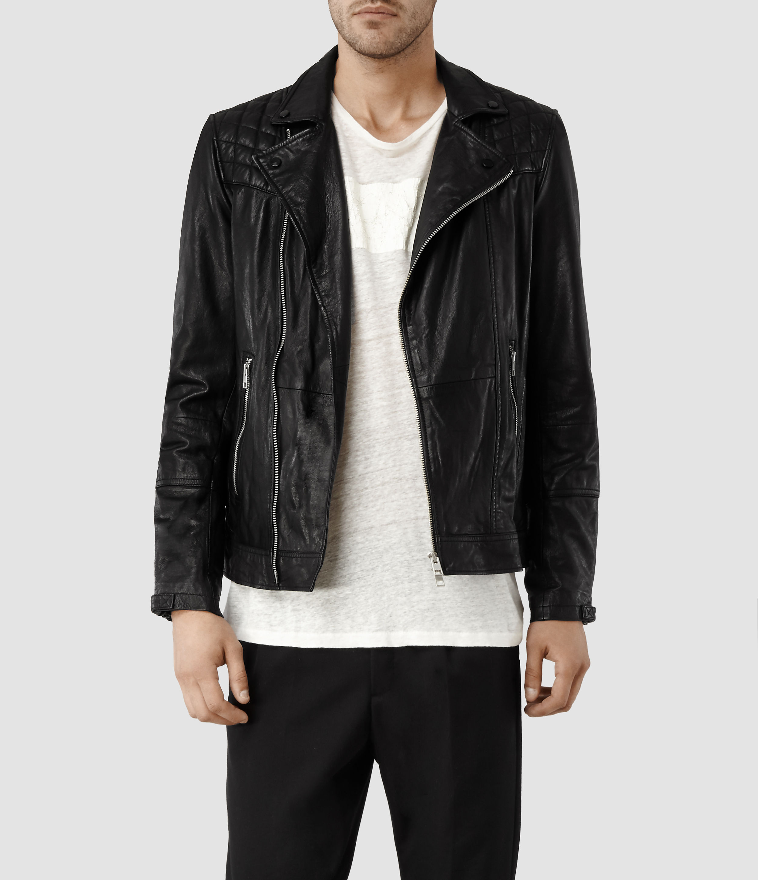 Allsaints Kushiro Leather Biker Jacket in Black for Men | Lyst