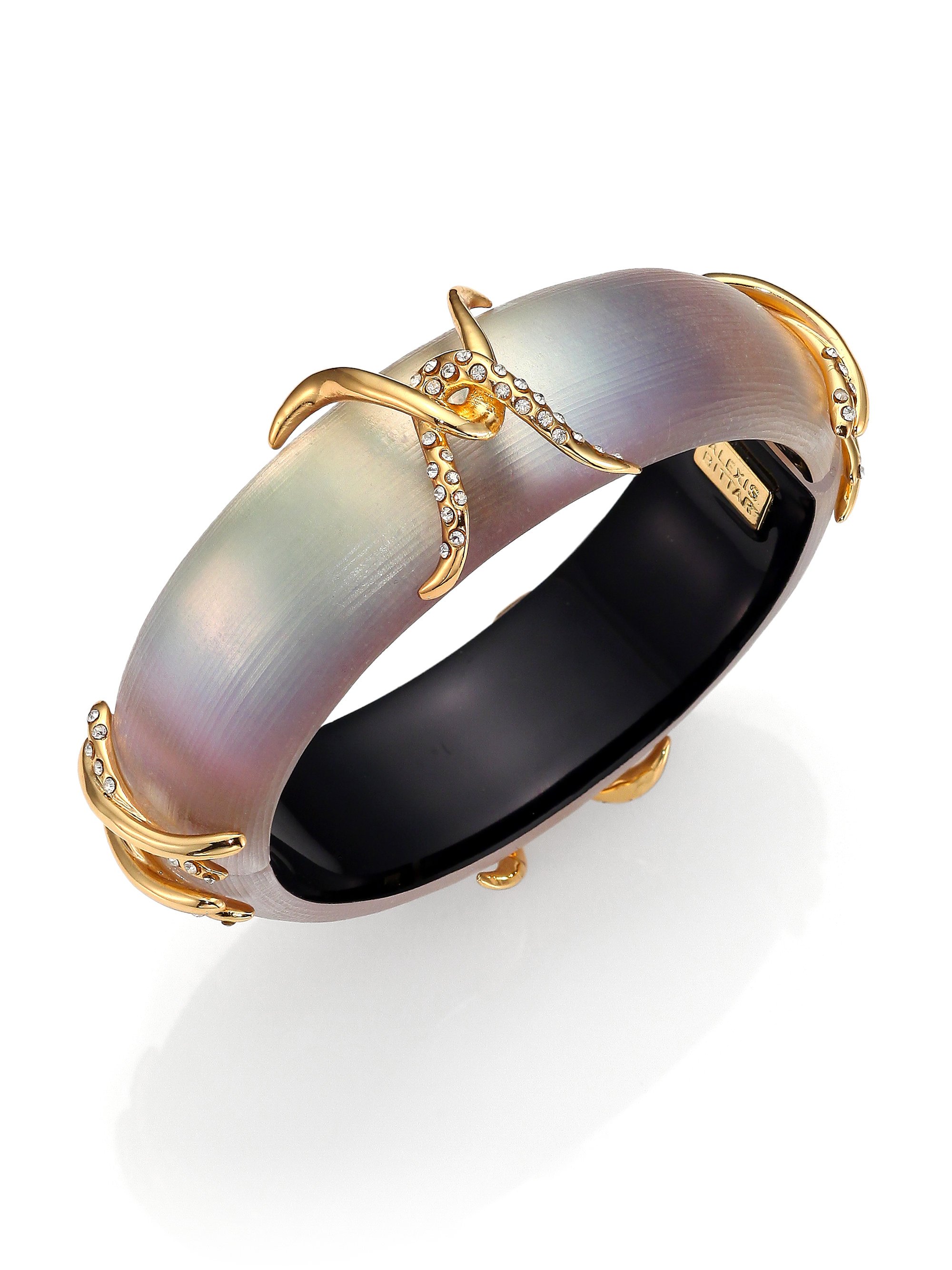 Alexis Bittar Imperial Lucite And Pave Crystal X Motif Bangle Bracelet In 