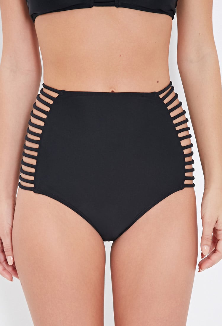 Forever 21 Strappy High Waisted Bikini Bottoms In Black Lyst 4269