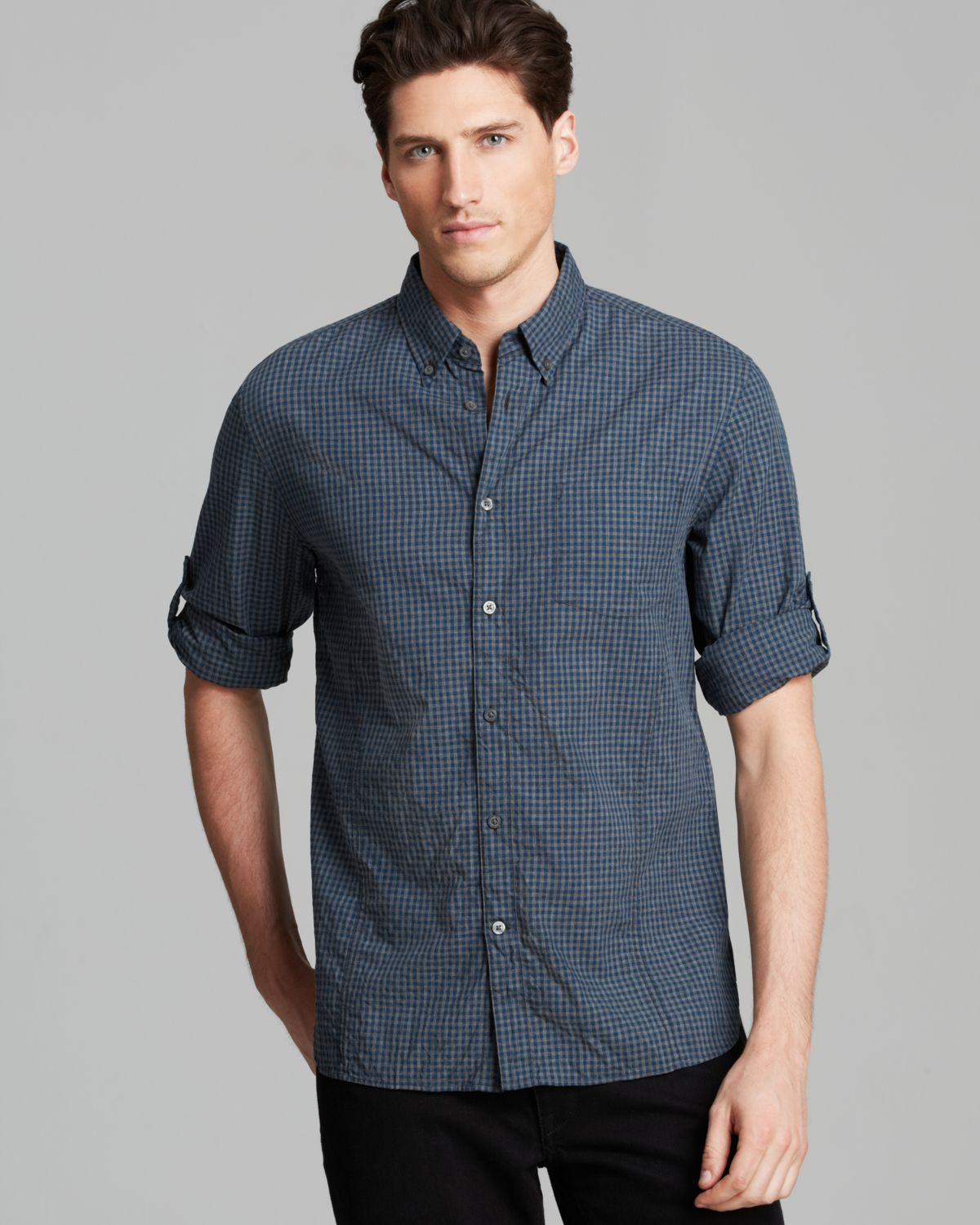 Lyst - John Varvatos Usa Roll Up Sleeve Button Down Shirt - Slim Fit in ...