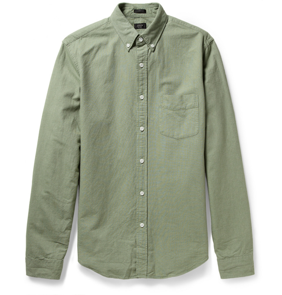 Lyst - J.Crew Slim-Fit Button-Down Collar Cotton Oxford Shirt in Green ...