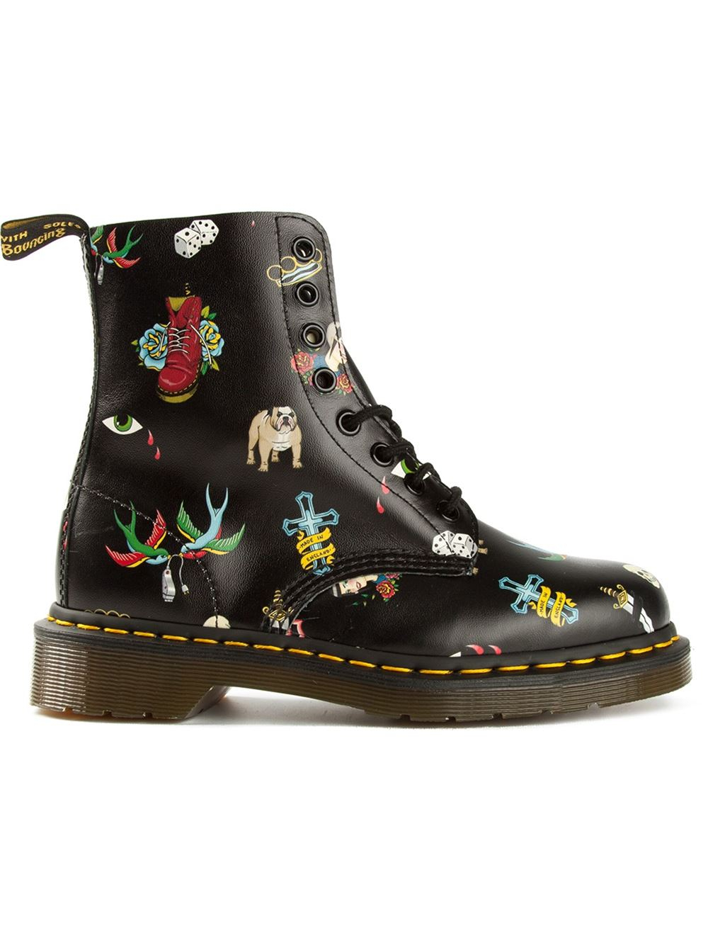 Lyst Dr  Martens  1460 Tattoo Print Boots  in Black