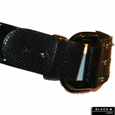 www.lvbagshouse.com Ladies Black Patent Leather Belt with Fake Python Skin in Black | Lyst