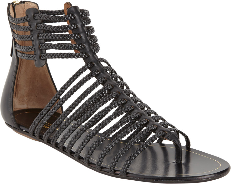 Aquazzura Venus Flat Gladiator Thong Sandal in Black Lyst