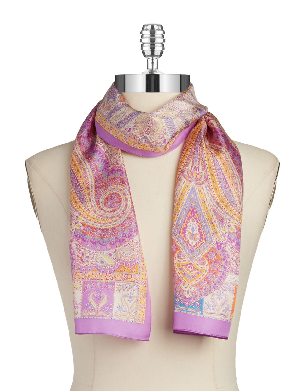 Lauren by ralph lauren Sicily Silk Paisley Scarf in Purple | Lyst