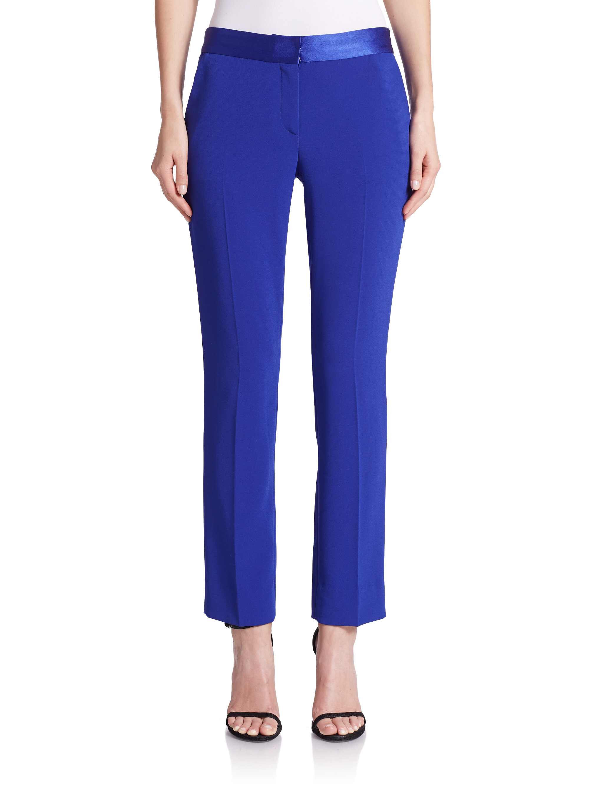 Diane von furstenberg Genesis Satin-trim Pants in Blue | Lyst