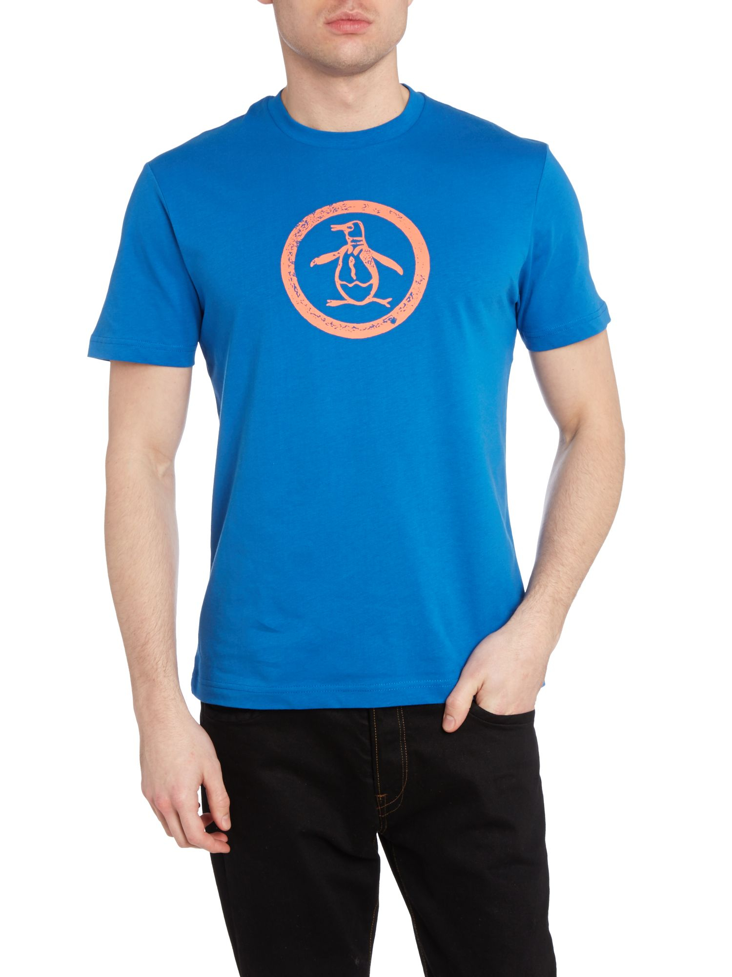 Original penguin Distressed Circle Logo Penguin T Shirt in Blue for Men ...