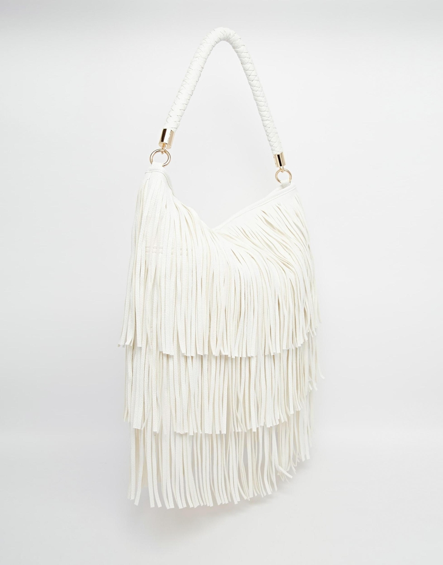 Lyst Asos Fringe Shoulder Bag in White