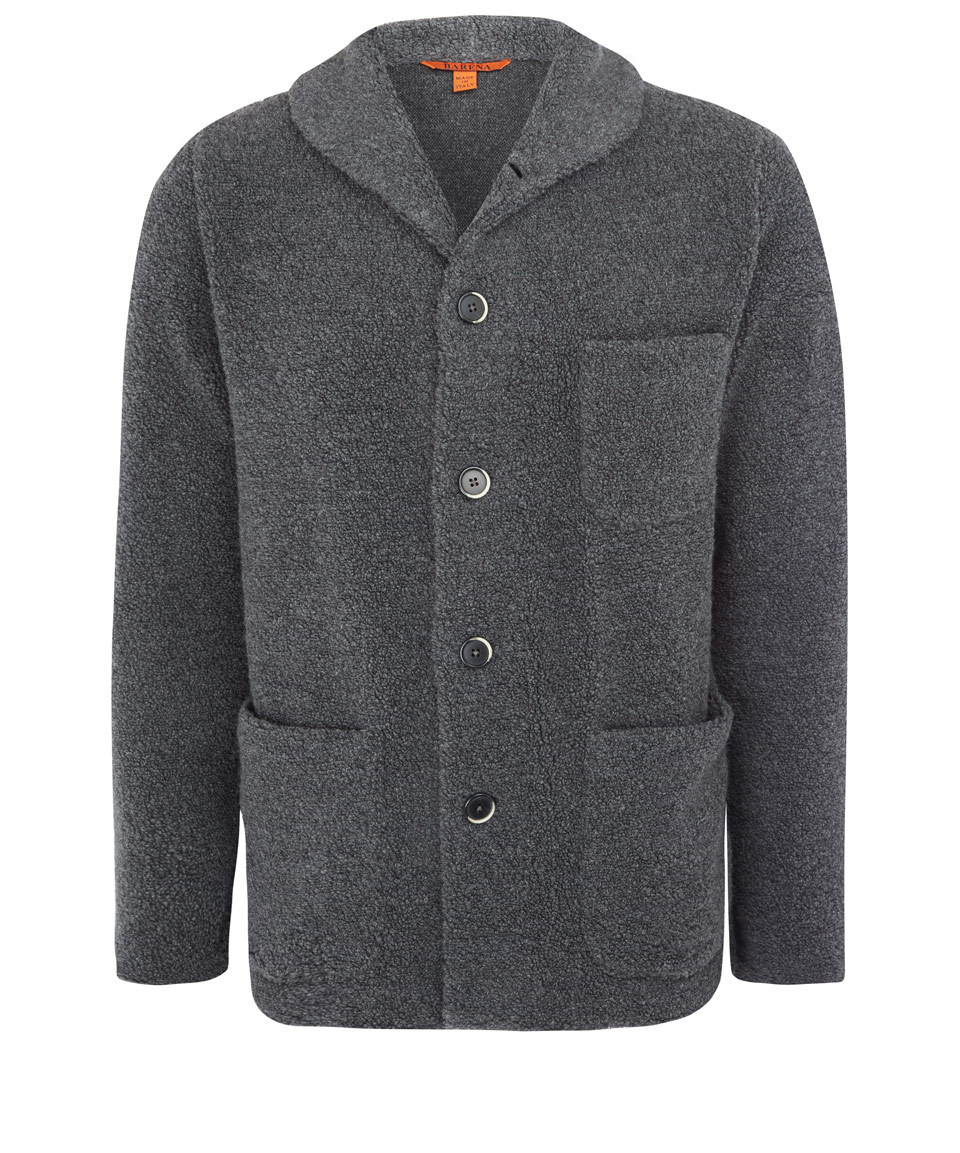 Lyst - Barena Grey Shawl Collar Textured Wool-Blend Knit Jacket in Gray ...