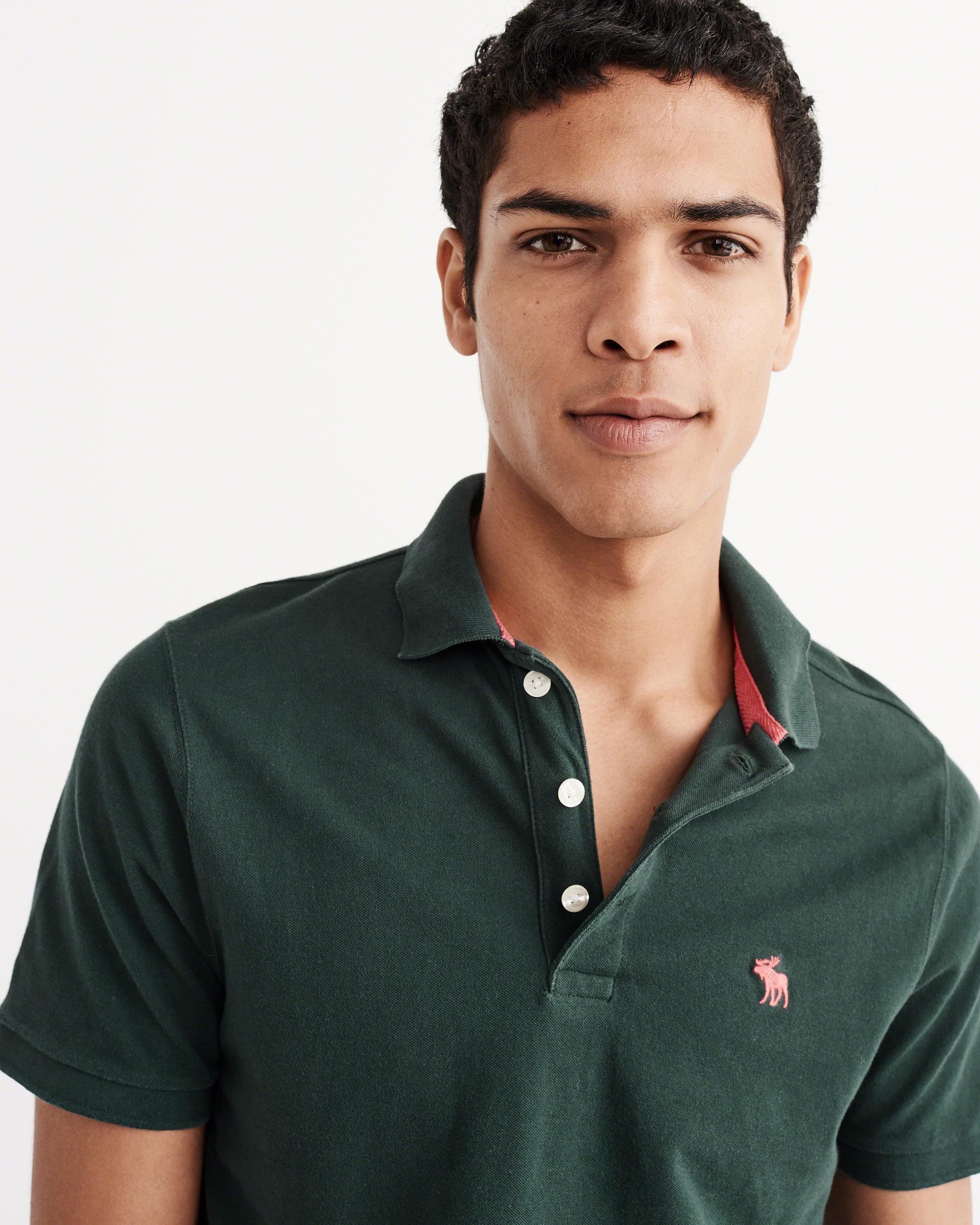 Lyst - Abercrombie & Fitch Stretch Pop Icon Polo in Green for Men