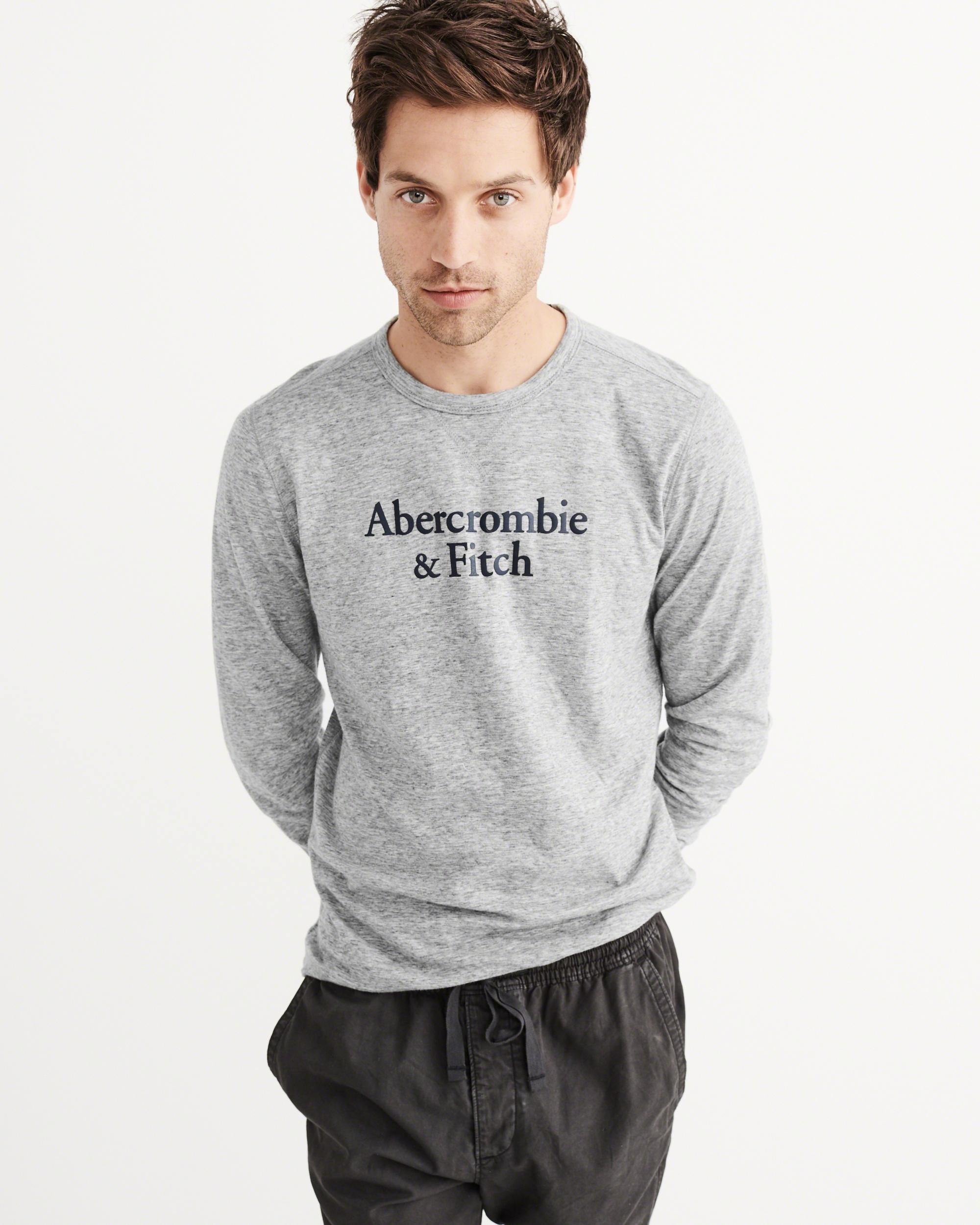 Lyst - Abercrombie & fitch Long Sleeve Graphic Tee in Gray for Men