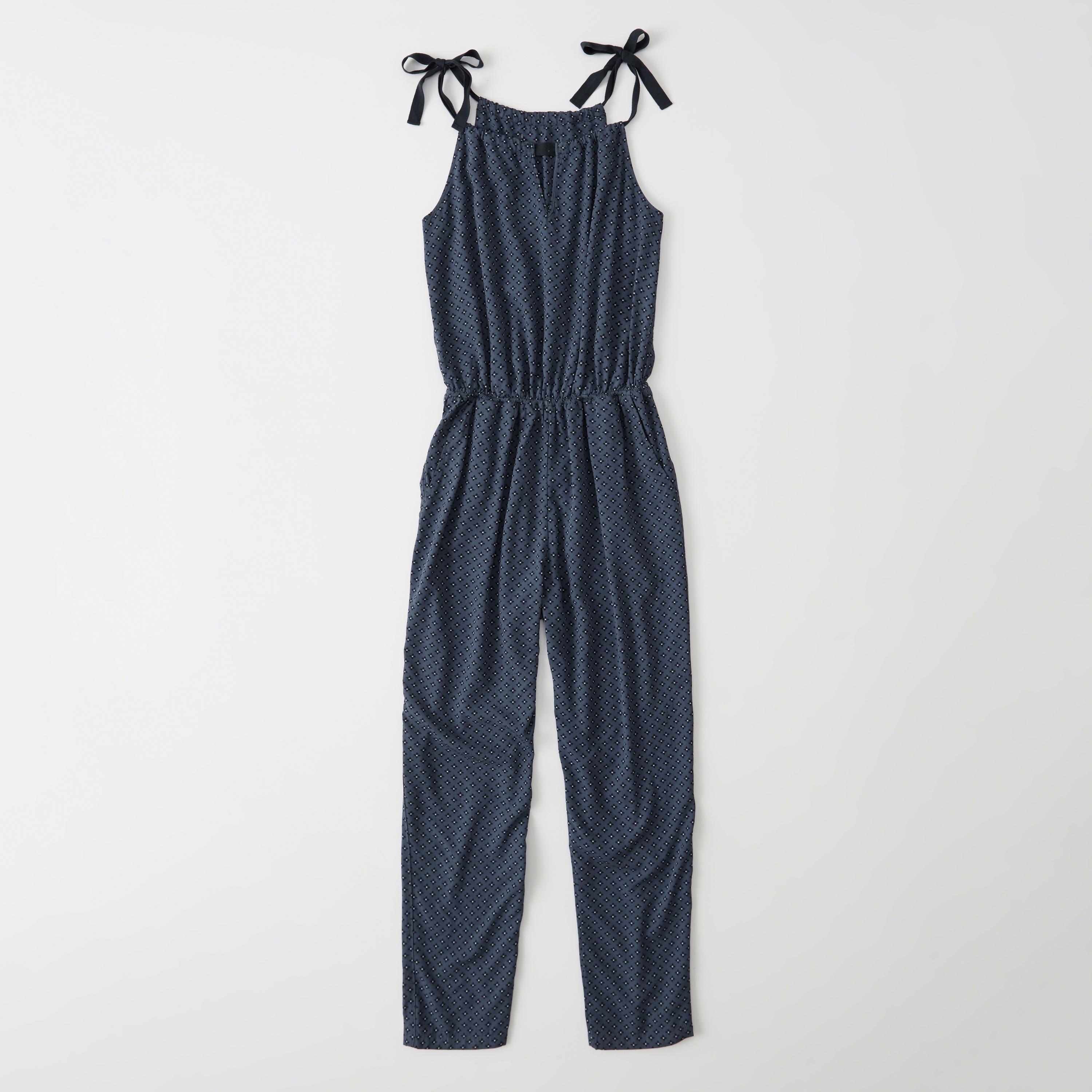 Lyst - Abercrombie & Fitch Tie-shoulder Jumpsuit in Blue