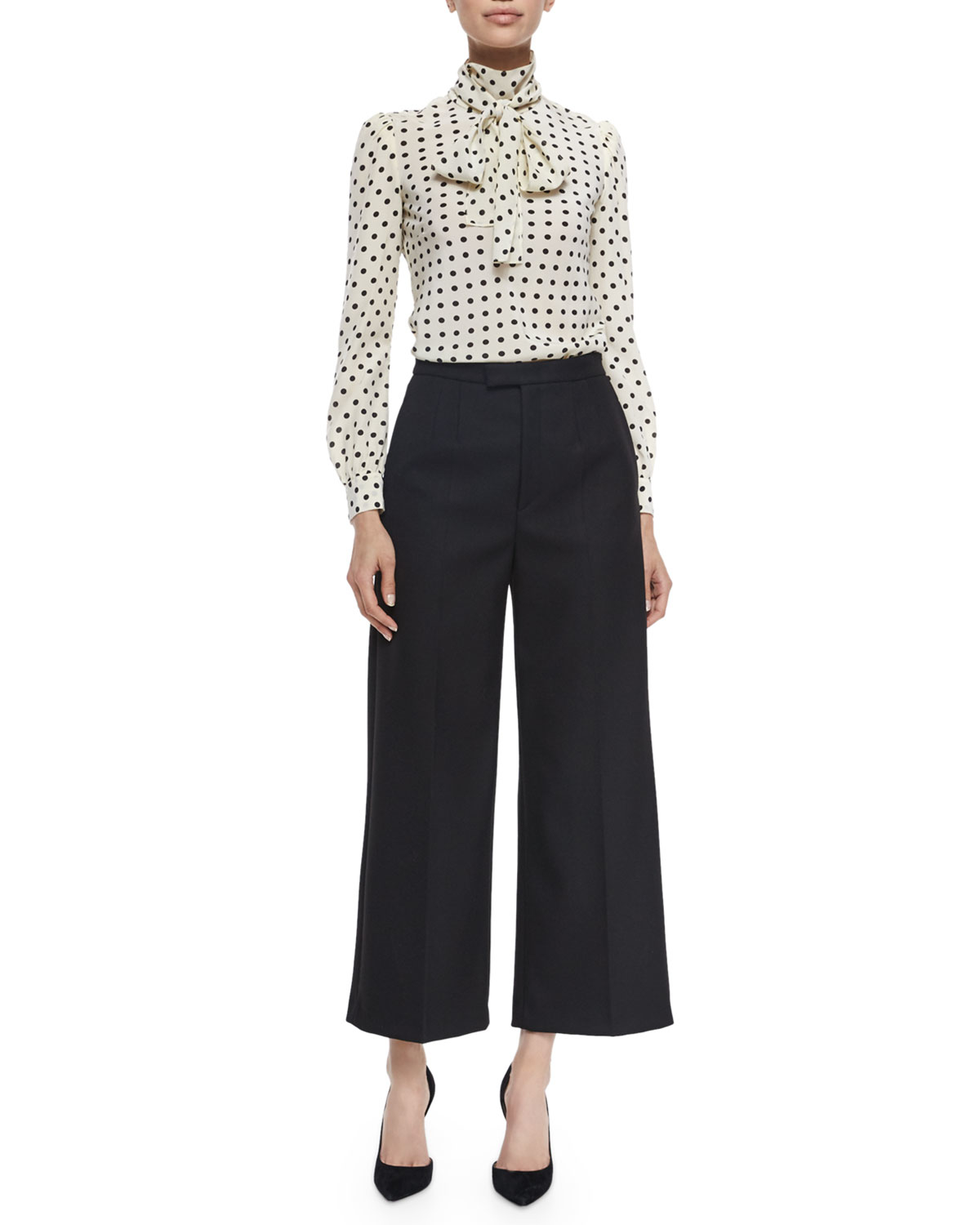 Red valentino High-waist Cropped Wide Leg Pants in Black | Lyst