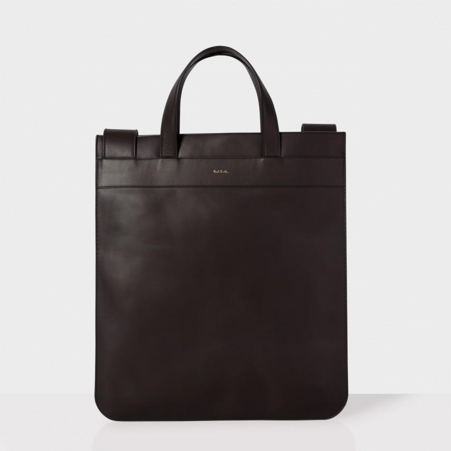 Paul smith Men's Chocolate Leather Flat Tote Bag in Brown for Men | Lyst