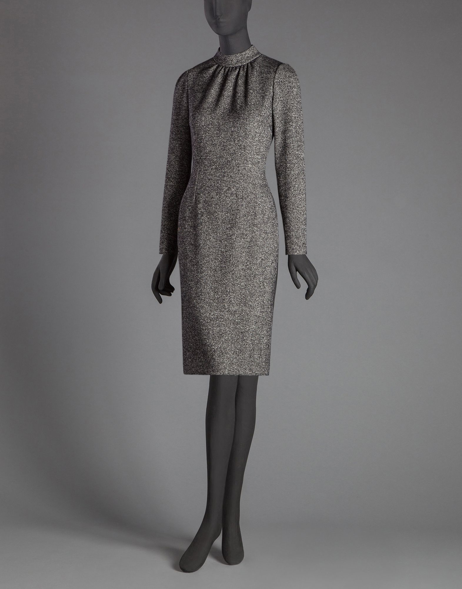 Lyst Dolce & gabbana Microprint Wool Sheath Dress in Gray