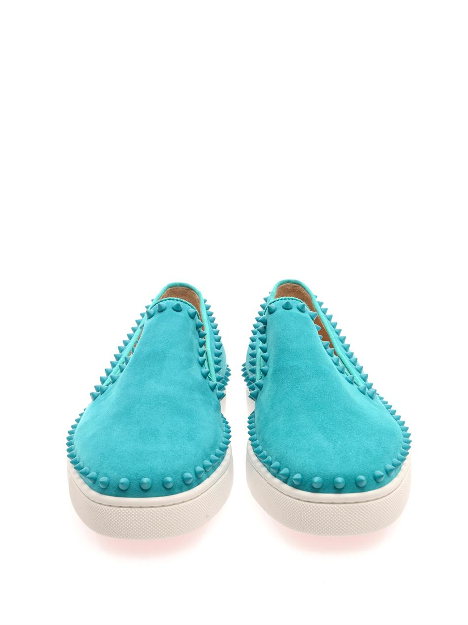 Christian louboutin Pik Suede Slipon Trainers in Blue for Men | Lyst  