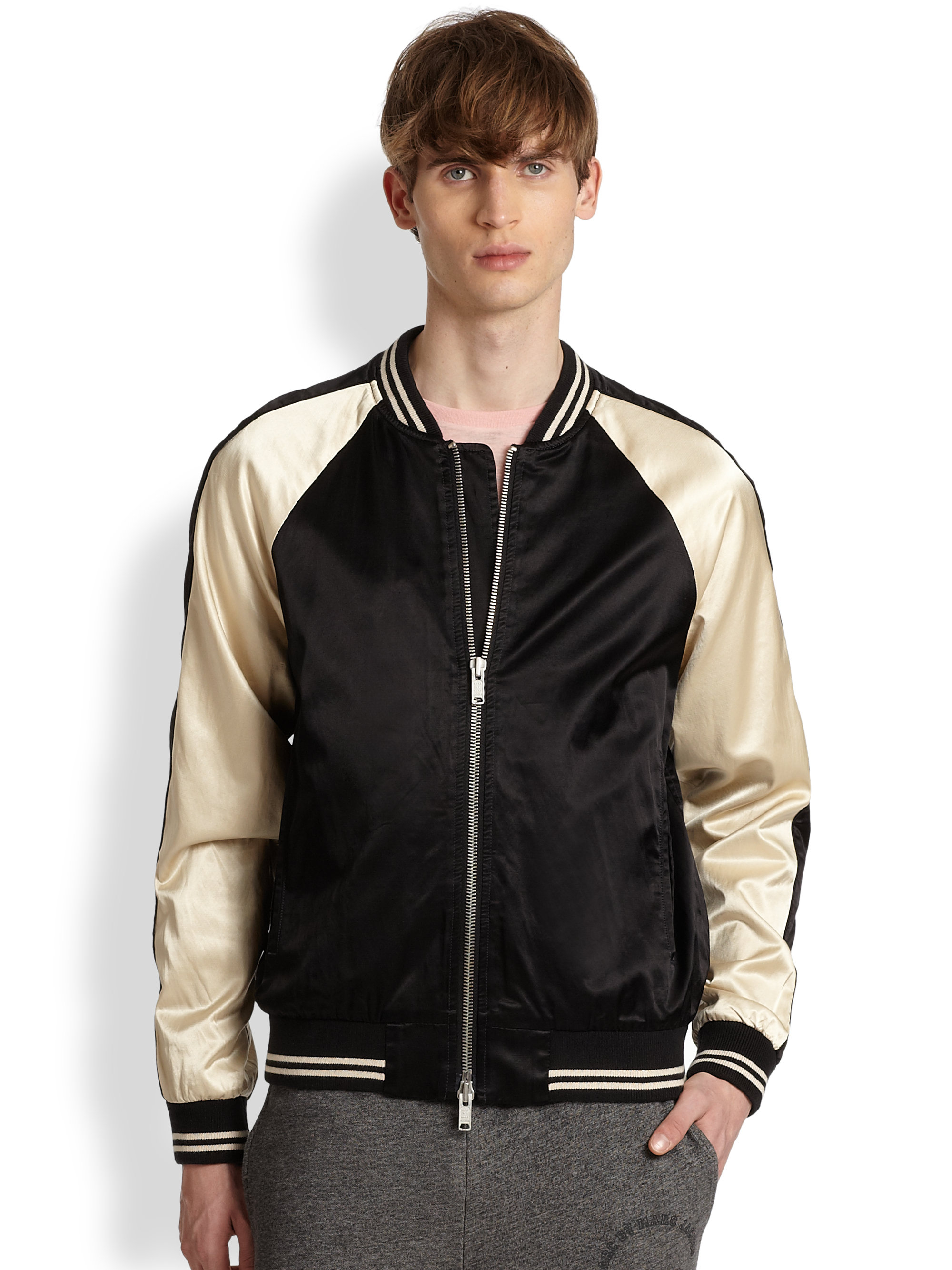 Lyst Marc By Jacobs Washed Satin Er Jacket In Black For Men Gallery