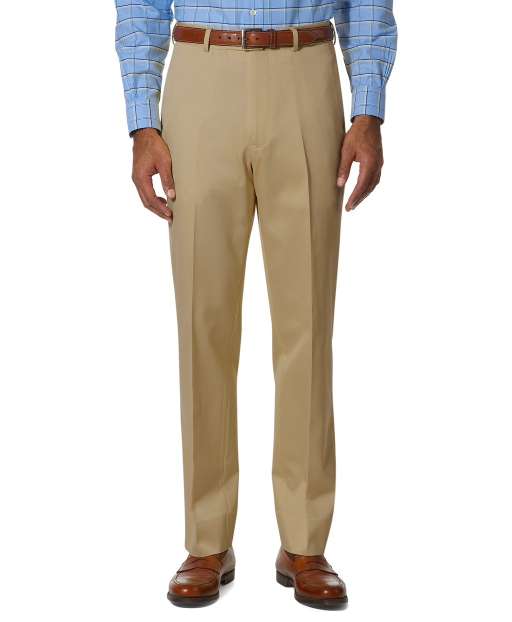 Brooks Brothers Country Club Better Cotton Plainfront Trousers in Khaki ...