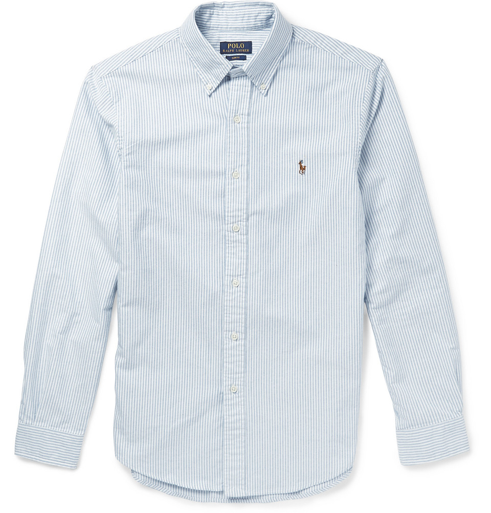 ralph lauren slim fit oxford shirt aegean blue