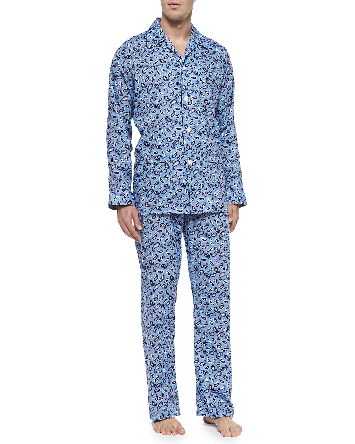 Lyst - Derek Rose Paisley-print Pajama Set in Blue for Men