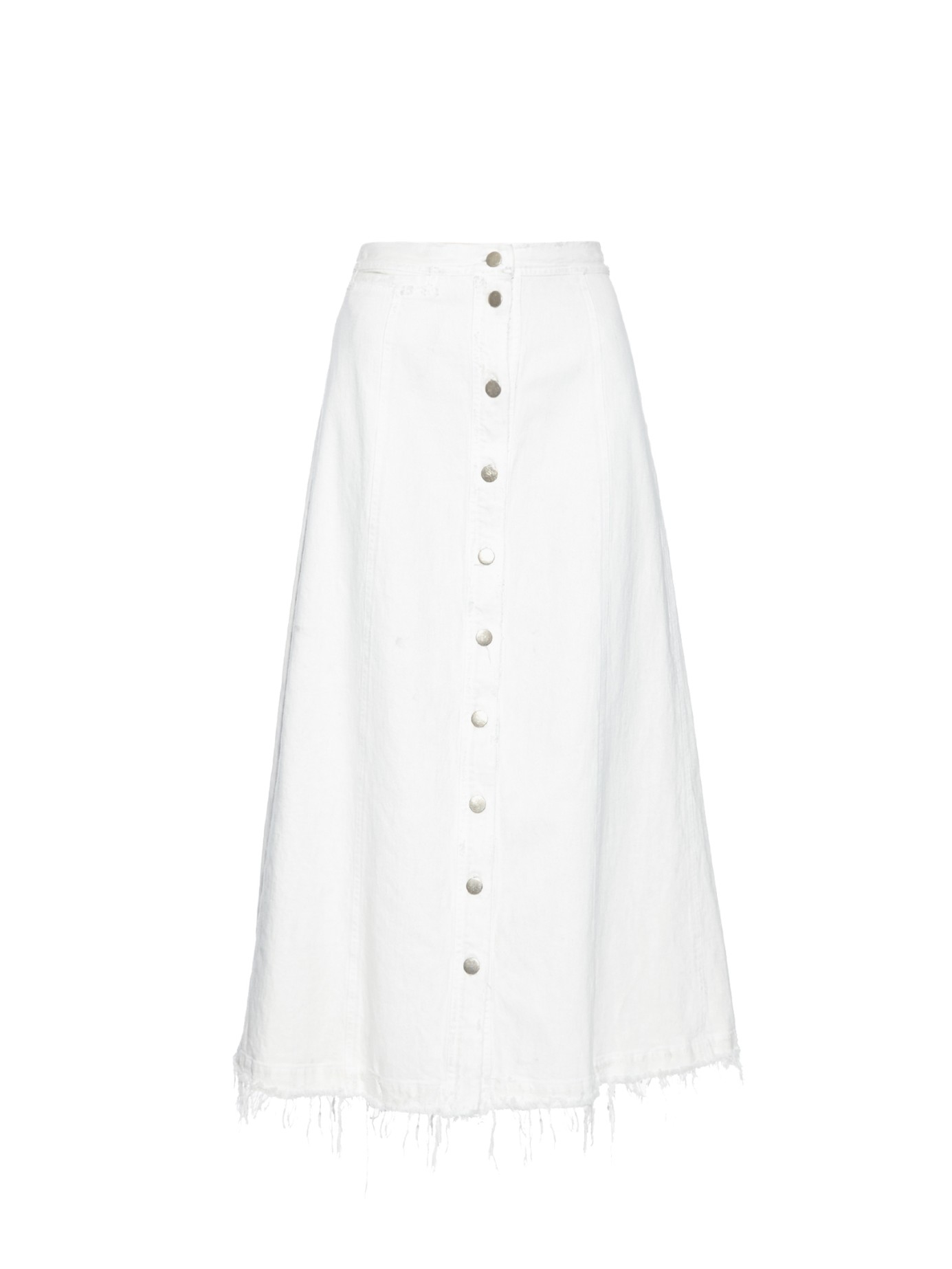 Rachel comey Gore Frayed-Hem Denim Midi Skirt in White | Lyst