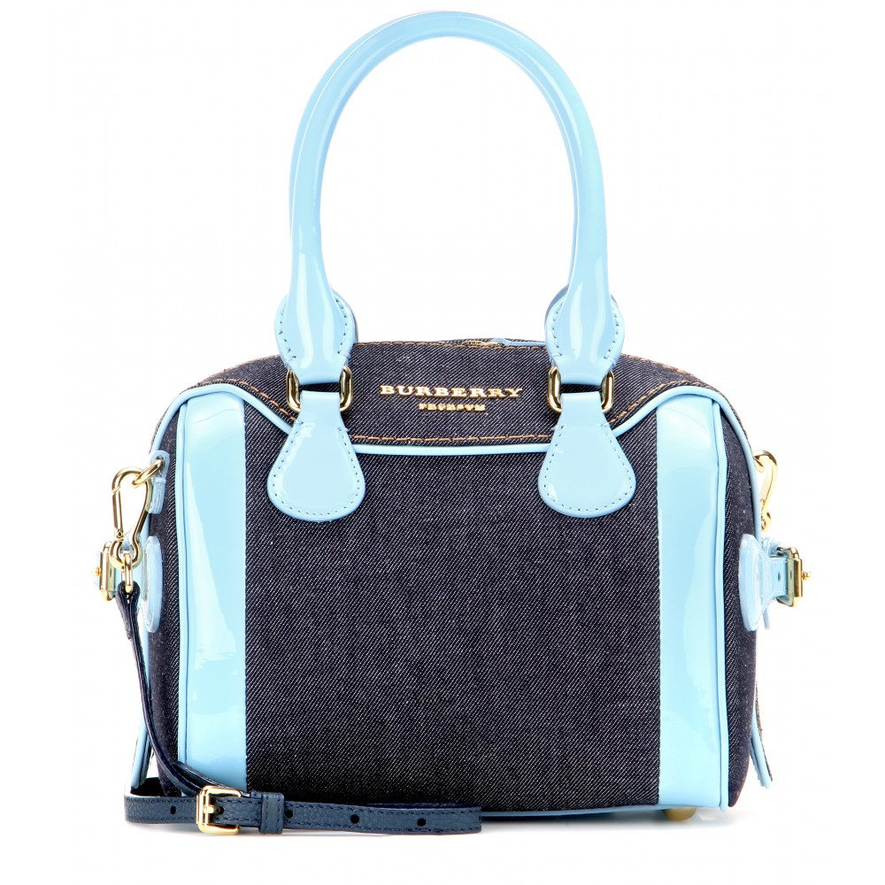 Burberry prorsum Mini Bee Denim and PatentLeather Shoulder Bag in Blue