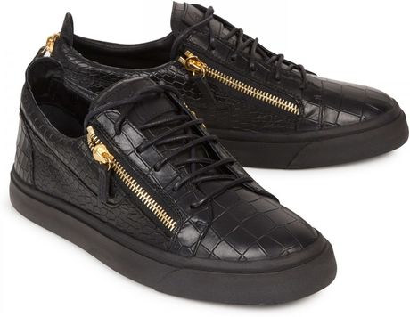 Giuseppe Zanotti Crocodile Effect Leather Trainers in Black for Men | Lyst