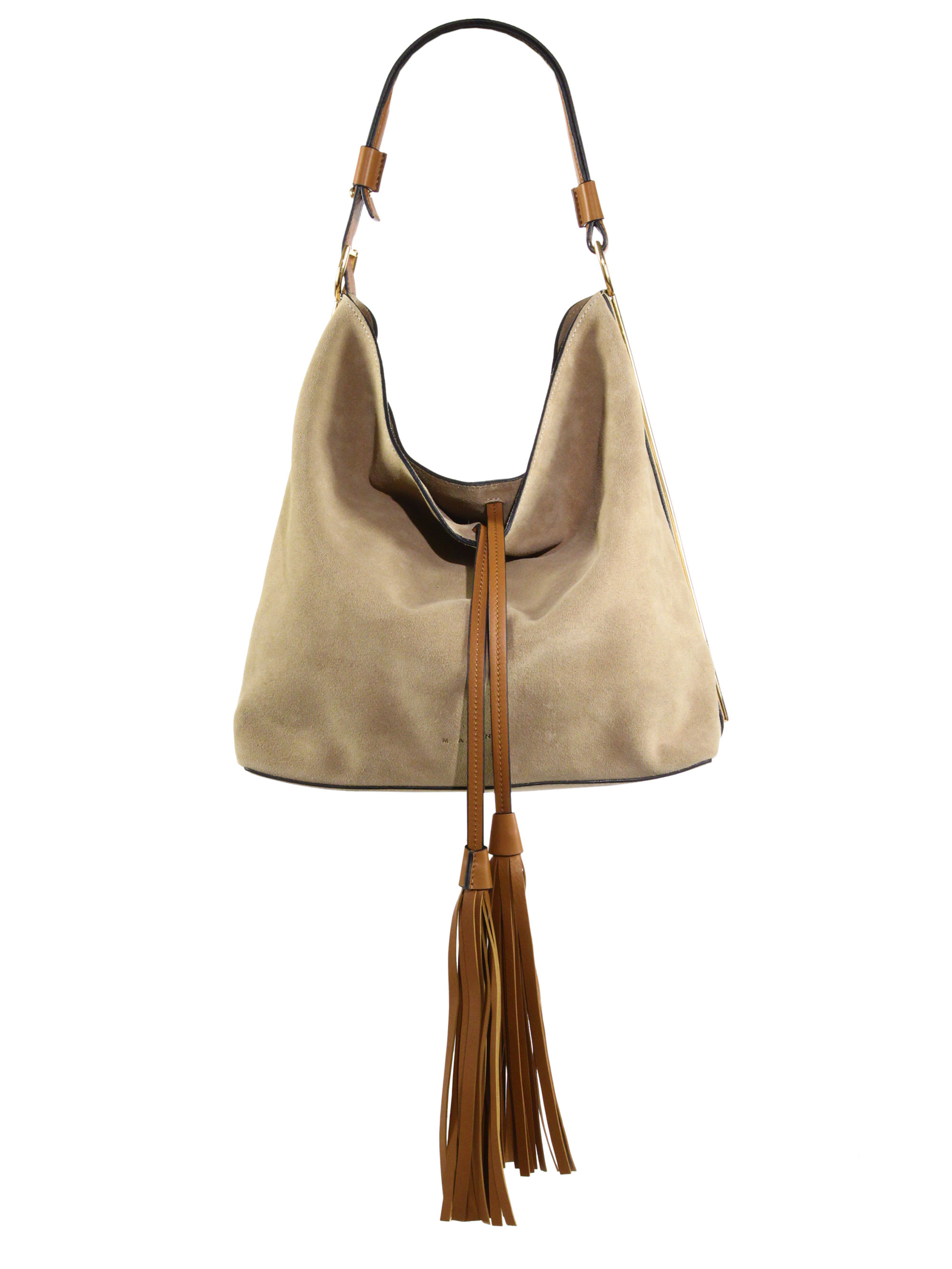 Lyst Marni Suede Hobo Bag With Tassels In Natural Gallery
