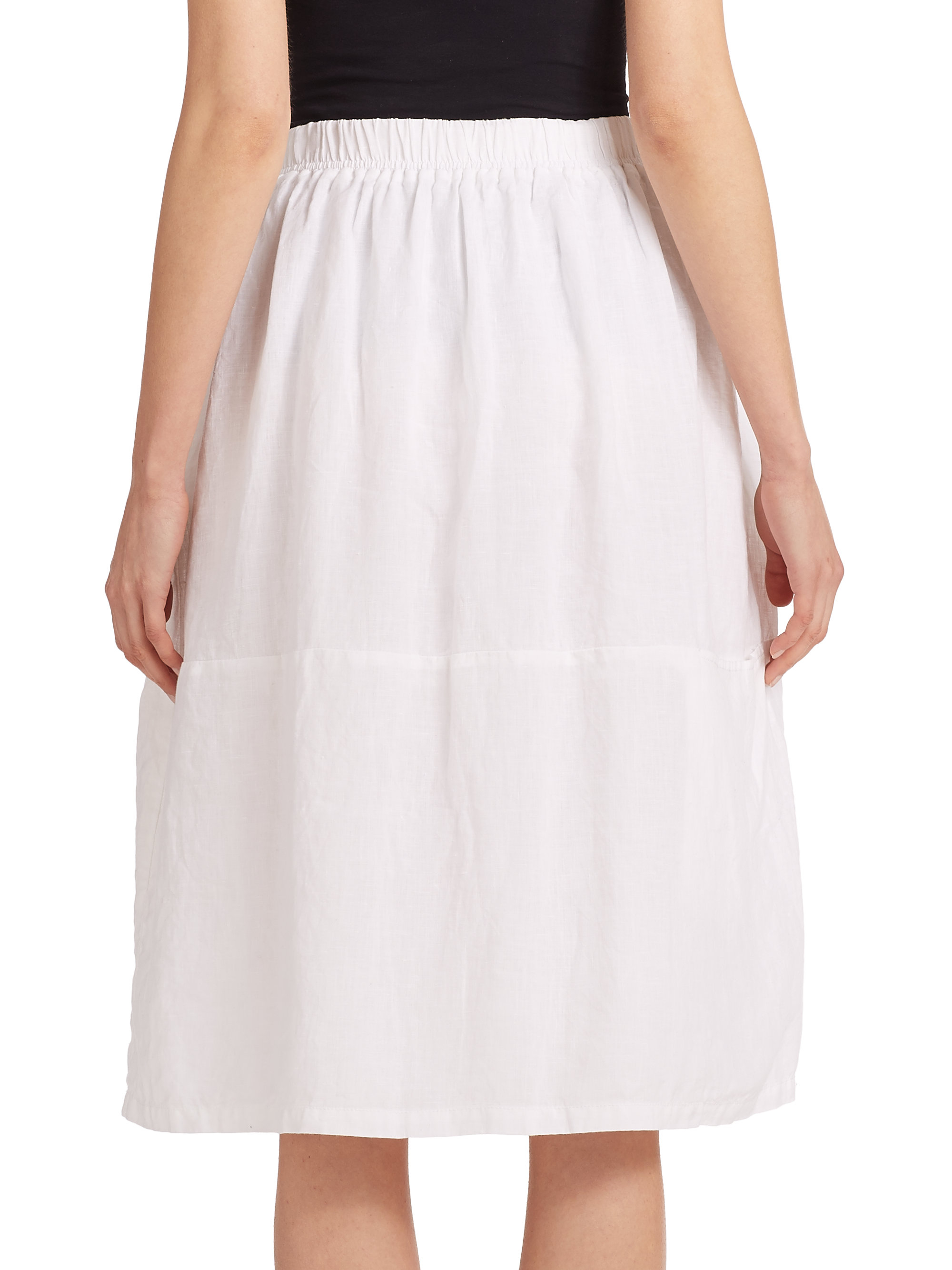 Eileen Fisher Linen Skirt In White | Lyst