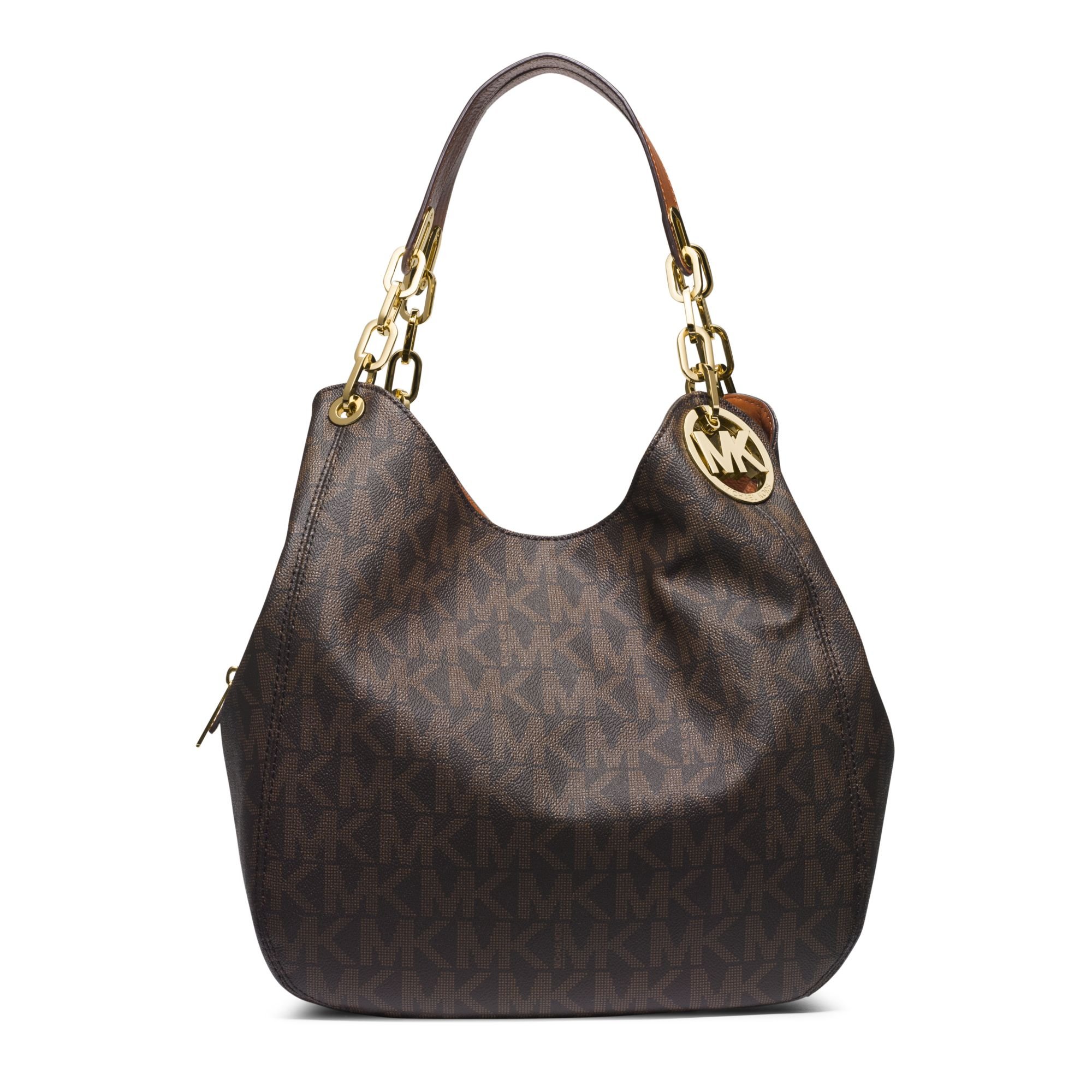 Michael kors Fulton Large Logo Shoulder Bag in Brown | Lyst