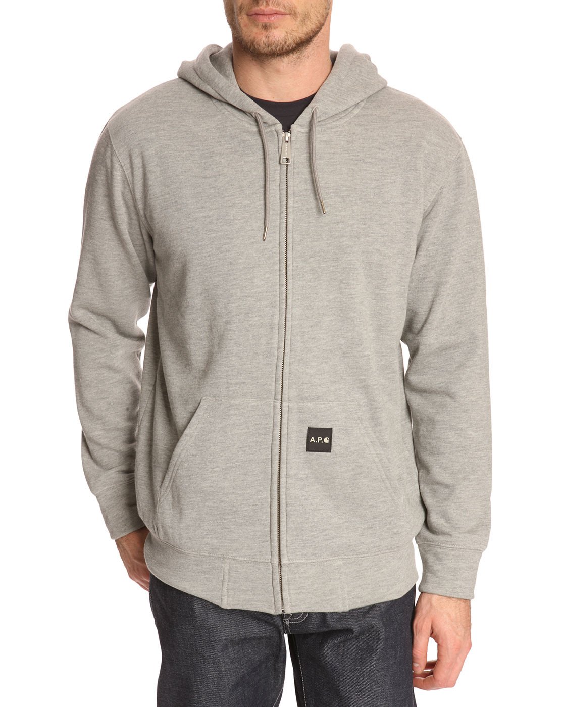 A.p.c. x carhartt Wool Zipped Grey Sweatshirt in Gray for Men (grey) | Lyst