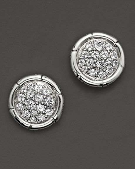 John Hardy Bamboo Sterling Silver Petite Round Stud Earrings with White ...