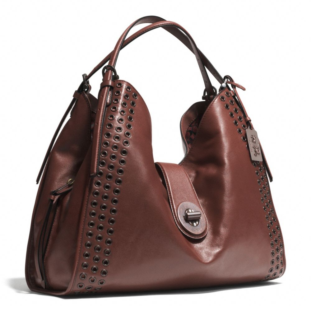 Lyst Coach Madison Grommets Large Carlyle Shoulder Bag In Leather Gallery Women S Coach Madison