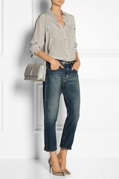 Victoria Beckham Slouch Cropped Mid-Rise Boyfriend Jeans in Blue | Lyst