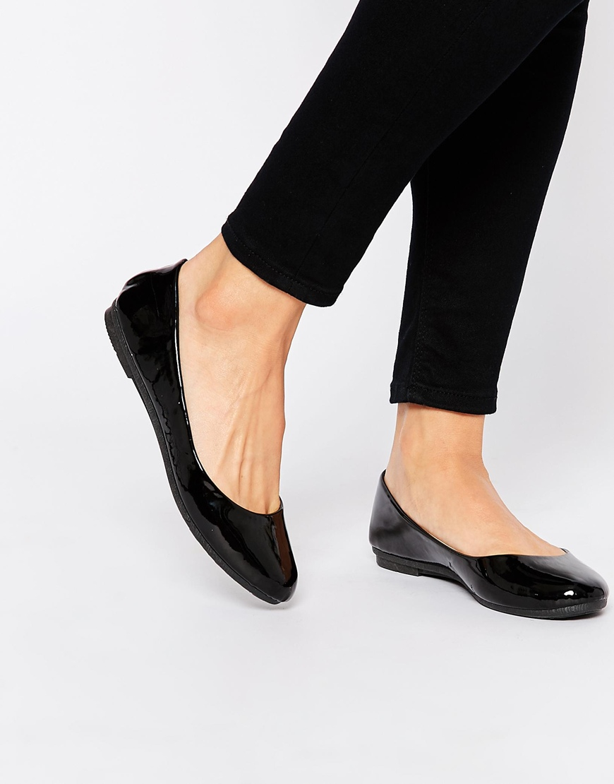 Lyst - Daisy Street Black Patent Ballet Flat Shoes in Black