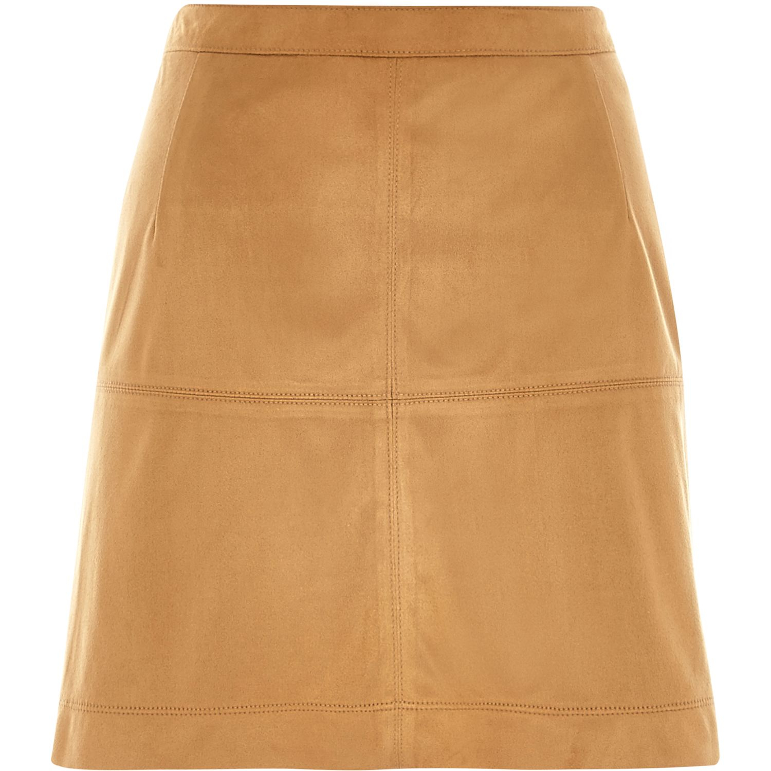 River island Brown Faux Suede A-line Skirt in Brown | Lyst