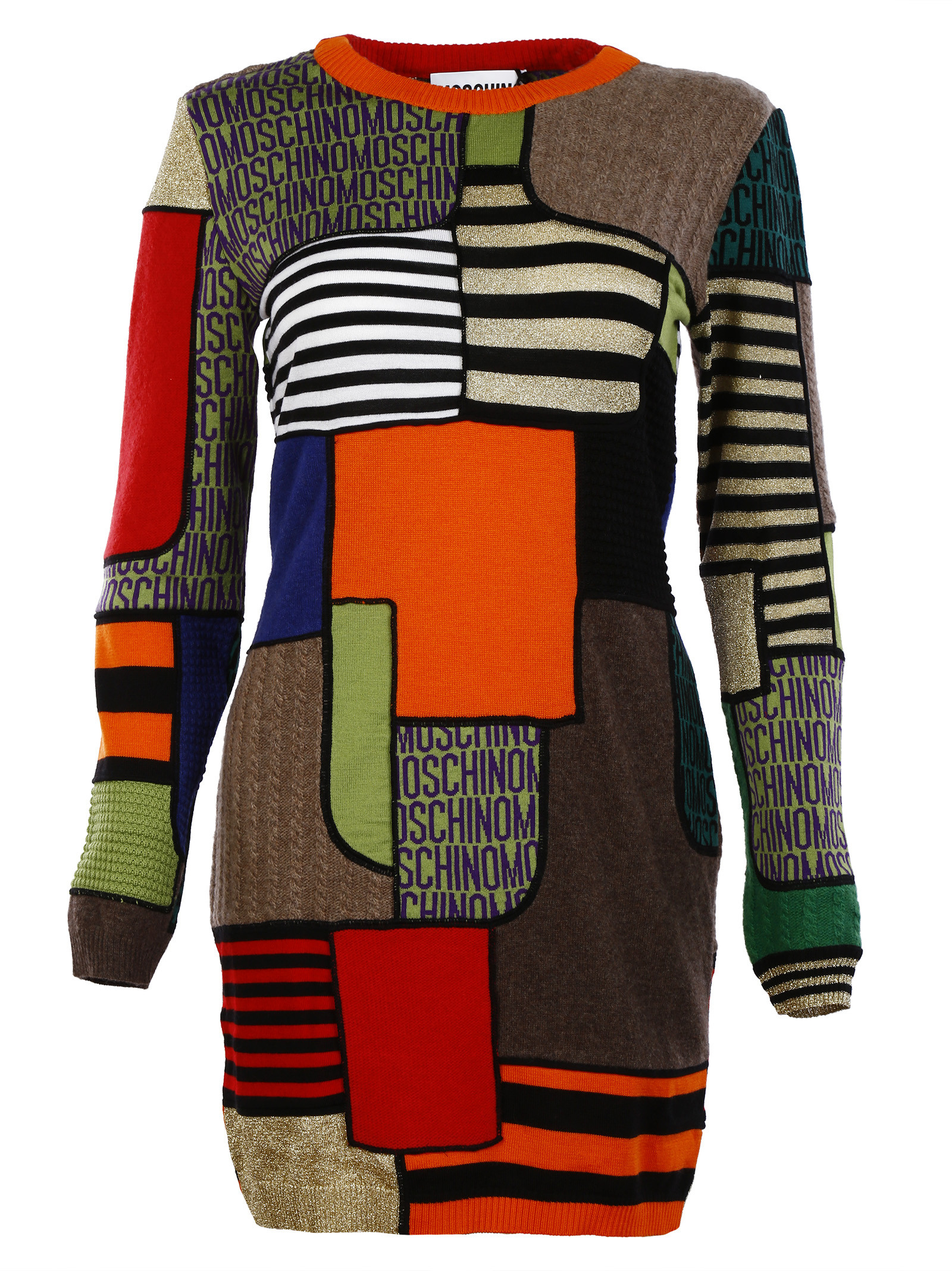 Moschino Wool Pattern Knit Dress in Brown (Orange) Lyst