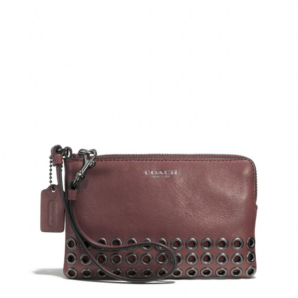 Lyst Coach Bleecker Grommets Small Wristlet in Leather in Purple