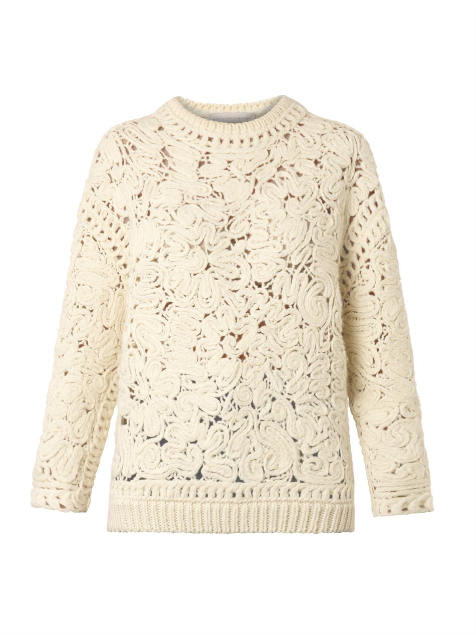 Stella McCartney Crochet Embroidered Sweater in Natural Lyst