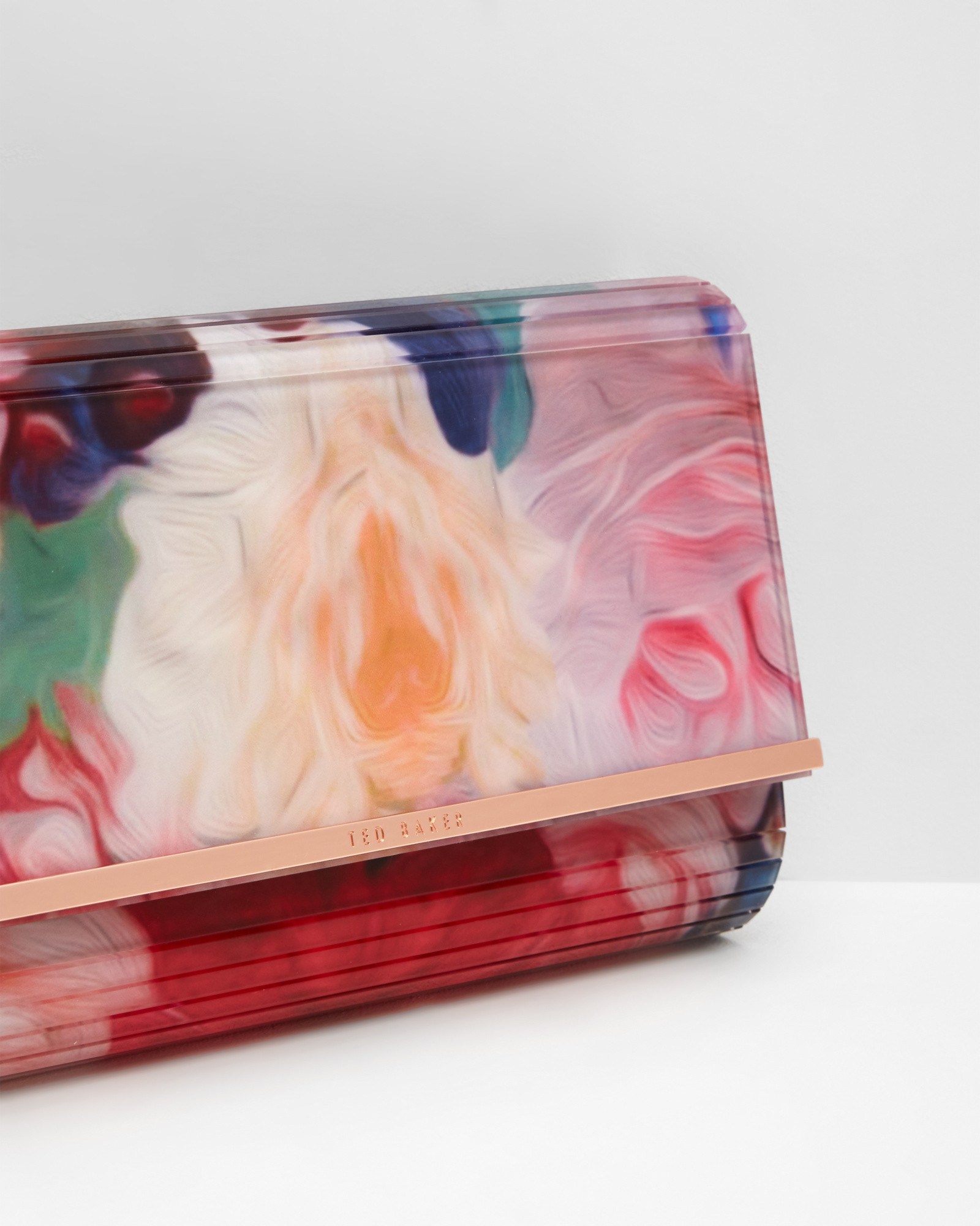 Lyst Ted Baker Fl Swirl Resin Clutch Bag In Purple Gallery
