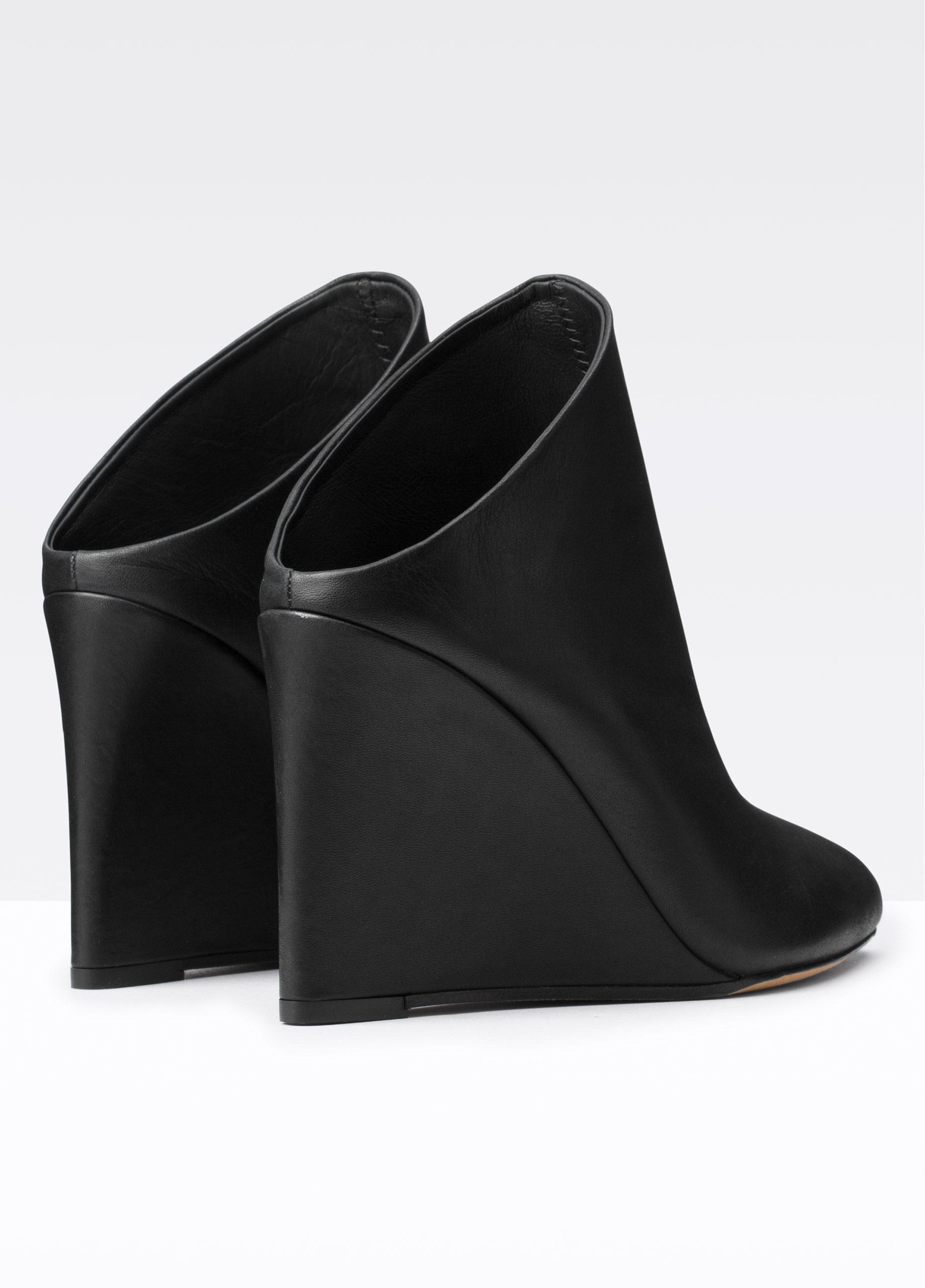 womens black wedge mules