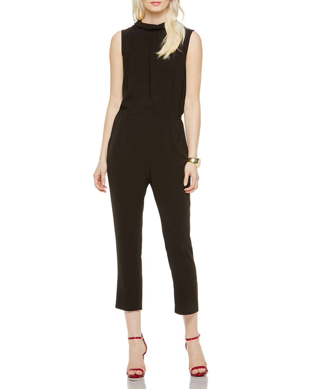 Vince Camuto Mock Neck Jumpsuit in Black (Rich Black) | Lyst