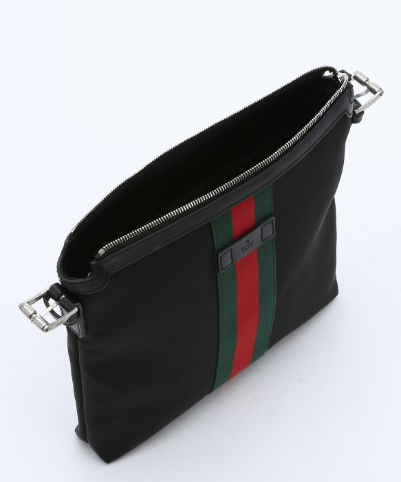 Gucci Black Nylon Web Striped Messenger Bag in Black for Men | Lyst