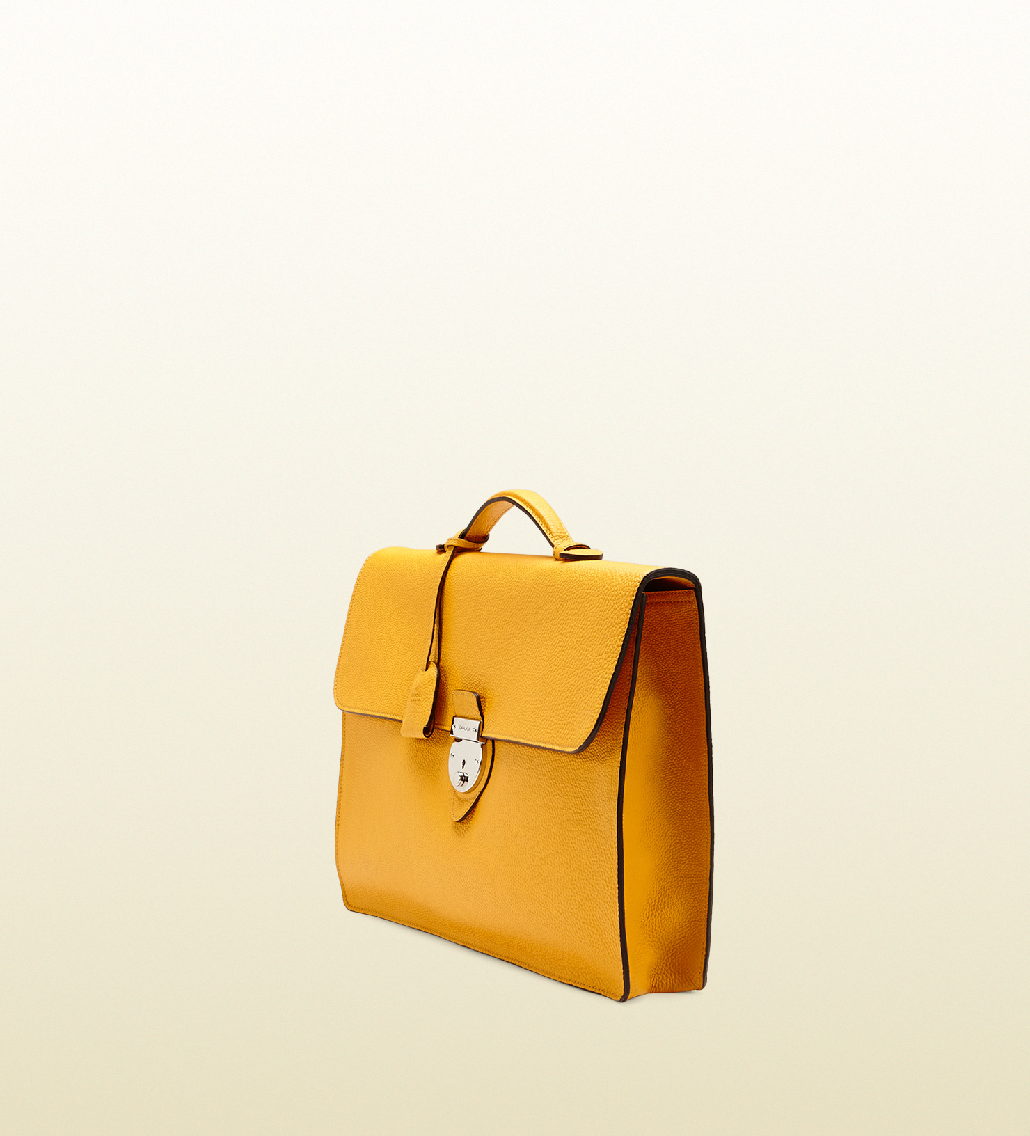 yellow leather briefcase